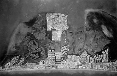 Cocoa Beach Aerial of the entirety of Cocoa Beach photo in black and white